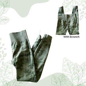 Green Camo Seamless Leggings with Butt Scrunch